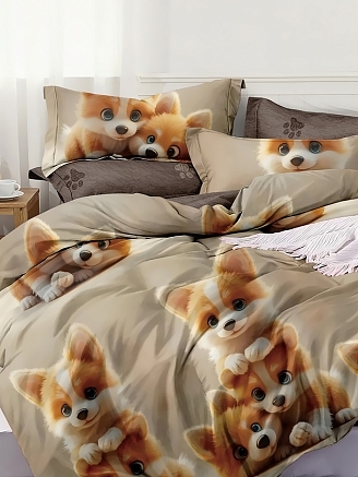 Постельное белье поплин Эксклюзив (молния) / Корги