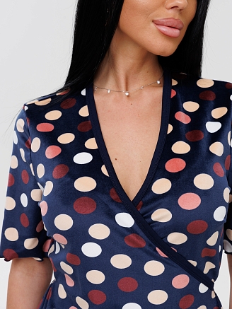 Женский халат Х-185(В) / Темно-синий (горох)