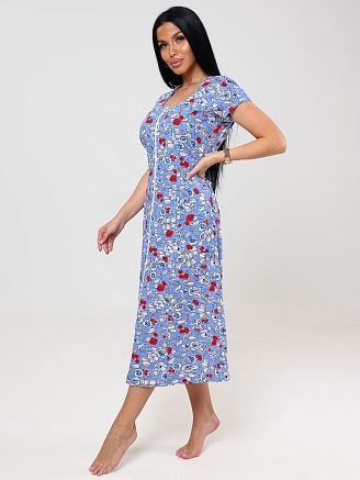 Женский халат ХК-548 / Красный цветок в горошке