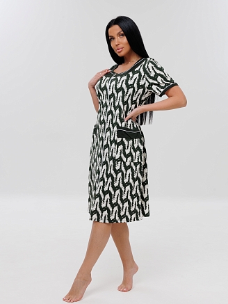 Женский халат Х-165(К) / Темно-зеленый (узоры)