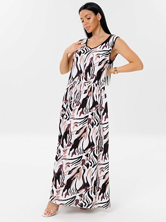 Женское платье Пл-113(К) / Коричневый (узоры)