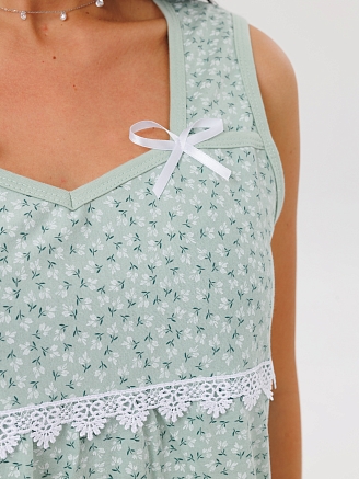 Женская сорочка Сор-15(К) / Фисташковый (цветочки)