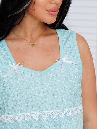 Женская сорочка Сор-15(К) / Бирюзовый (мелкие цветочки)