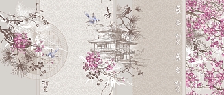 Полотенце кухонное вафельное / Китайский пейзаж 1