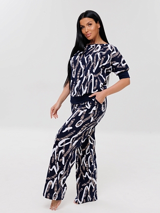 Женский костюм К-176(К) / Темно-синий (узоры)