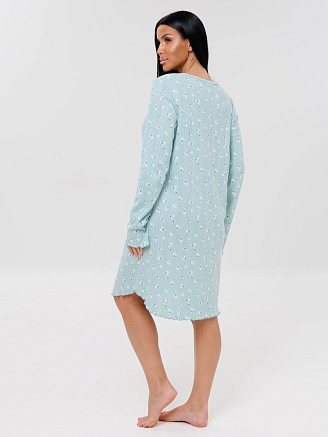 Женская сорочка Сор-109(Риб) / Мятный (цветы)