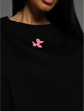 Женская футболка Бабл / Черный собачка