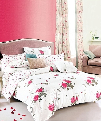 Постельное белье сатин элит на молнии / Розовый микс