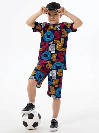 Детская пижама с шортами "Сорванец" / Диско красный