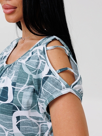 Женское платье Пл-82(К) / Серо-зеленый (круги)