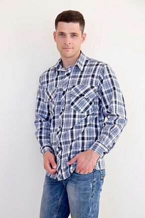 Рубашка мужская шотландка Премиум Ч Арт. 7521