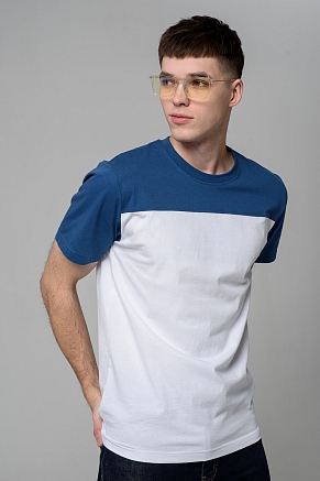 Мужская футболка 14482 / белый+джинс