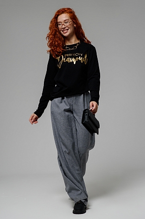 Женский лонгслив 8513/1 / черный+Бриллиант