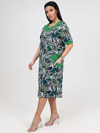 Женское платье РЕТРО ПлК-757 / Тропики зеленые