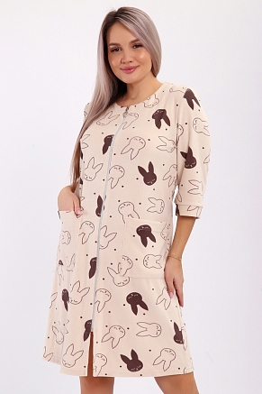 Женский халат 513 / Зайцы, песочный