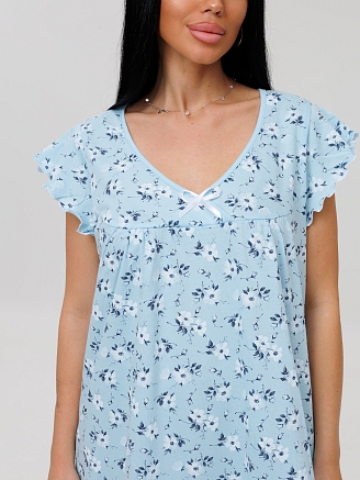 Женская сорочка Сор-71(К) / Ярко-голубой (цветы)