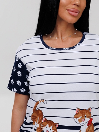 Женская пижама П-59(И) / Синий (кошки)