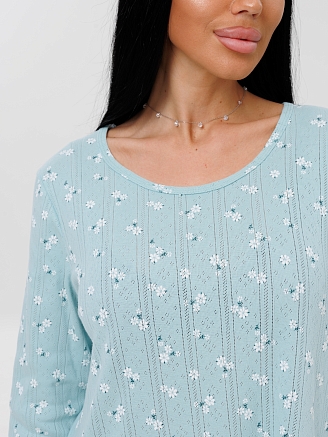 Женская сорочка Сор-109(Риб) / Мятный (цветы)