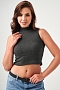 Женский топ 52714  укороченный с горлом / темно-серый