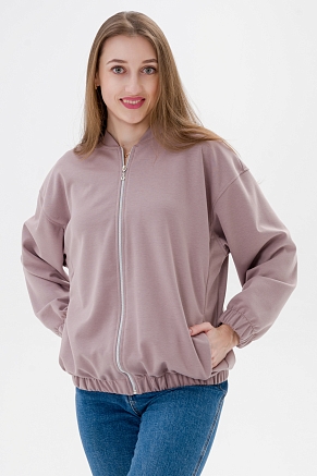 Женский бомбер из коттон фита / Кофе