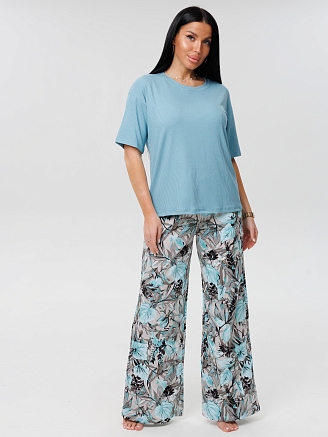 Женская пижама П-88(К+Л) / Морская волна (листья)