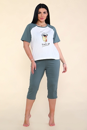 Женский комплект Wake Up 619 / Серо-зеленый