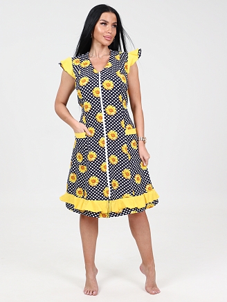 Женский халат НИНА ХК-826 / Календулы на горохе