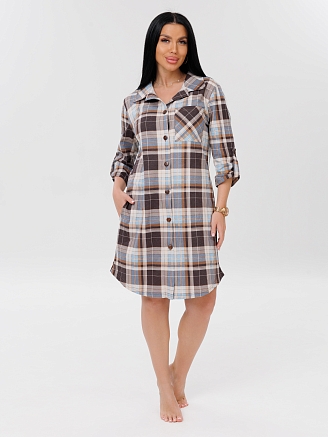 Женский халат Х-150(К) / Голубой (клетка)