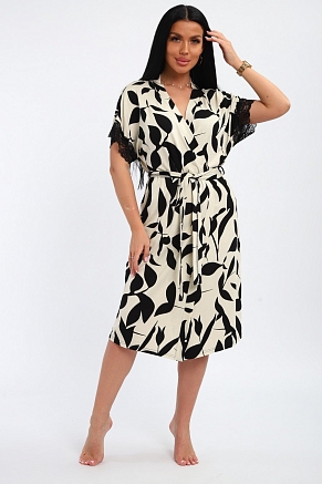 Женский халат вискоза Венера / экрю макси