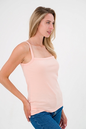 Женский топ из рибаны с лайкрой / Персик
