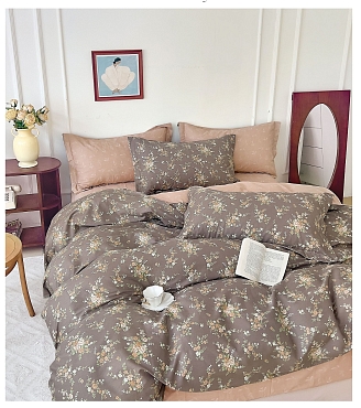 Постельное белье сатин элит на молнии / Капучино