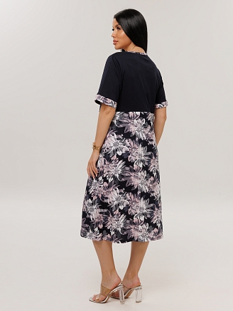 Женское платье Пл-167(К) / Черный (розовый цветок)