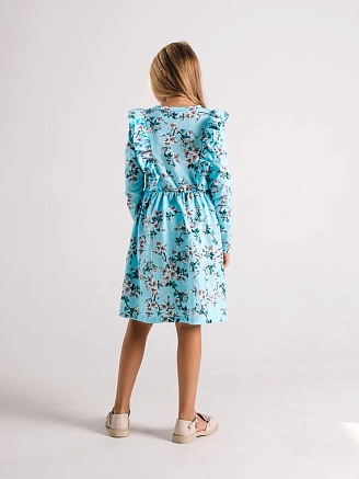 Детское платье "Красотка" / Цветущий сад на голубом