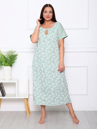 Женская ночная сорочка М-088 / верба зеленая