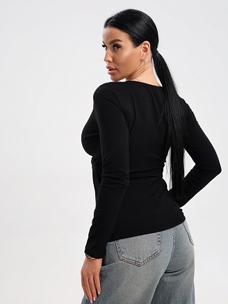 Женский лонгслив мод.2045/1 / Черный