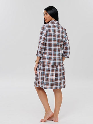 Женский халат Х-152(К) / Оранжевый (клетка)