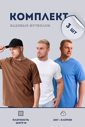 Набор мужских футболок 8471/01 3 шт / белый, голубой, мокко