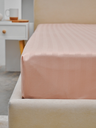 Простыня микрофибра-страйп / Пудра