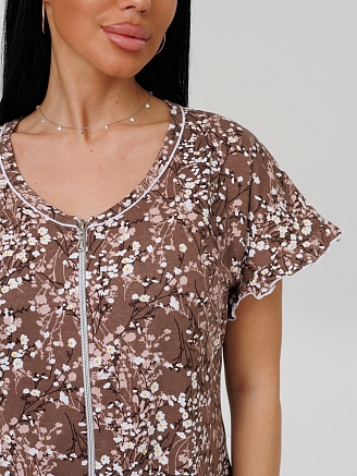 Женский халат Х-98(К) / Коричневый (мелкие цветы)