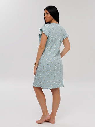 Женская сорочка Сор-107(Каш) / Серо-зеленый (цветы)