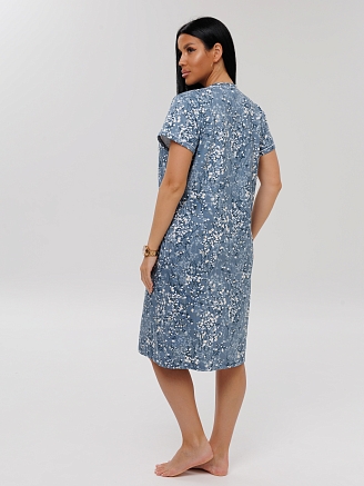 Женский халат Х-95(К) / Серо-голубой (цветы)