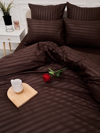 Пододеяльник микрофибра страйп / Шоколад