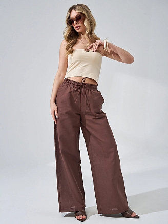 Женские брюки "Льняная палитра" 2473-П/л / Мокко