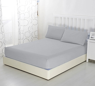 Трикотажная простынь на резинке / Серый