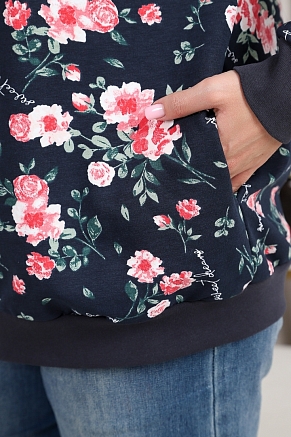 Женская толстовка Бомбер 750 / синий/шиповник