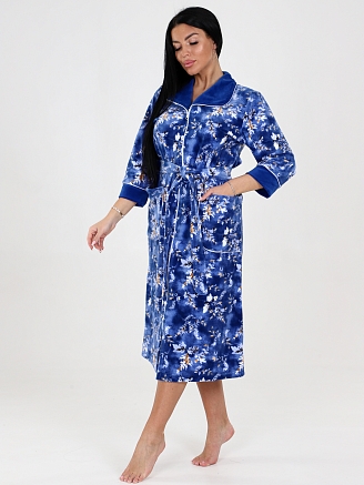 Женский халат ХВ-350 / Мимоза на синем
