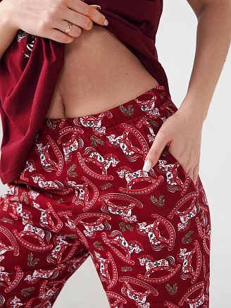 Женская пижама "Лошадка" 2416-К / Бордовый