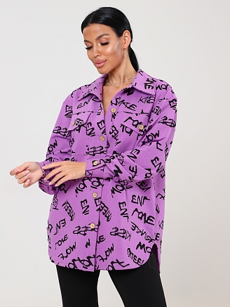 Женский жакет МАКСИ ЖФ-53 / Сирень, черные надписи