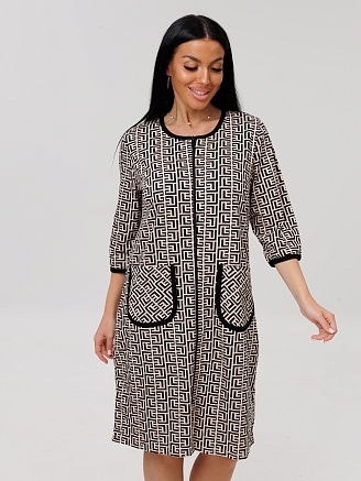 Женский халат Х-147(К) / Коричневый (узоры)