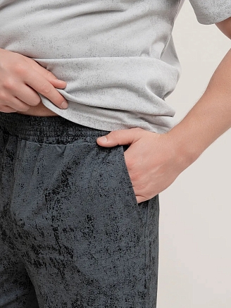 Мужская пижама "Туман" арт. мк1286чс / Черный, серый